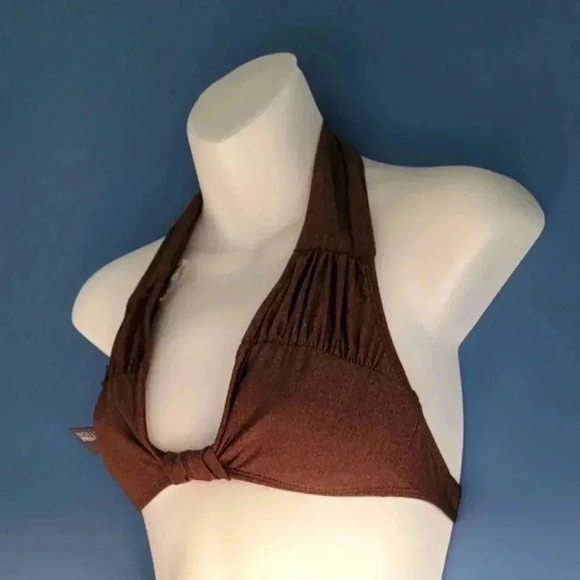 Kenneth Cole Reaction Brown Triangle Bikini Top with Removable Pads Size M - Picture 3 of 6
